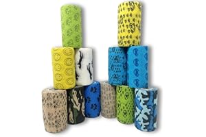 LisaCare Set di 12 fasce da 10 cm per distorsioni e contusioni – Supporto per muscoli, legamenti, articolazioni (motivi misti ragazzi)