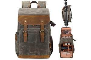 BAICLES Mochilas para Equipo Fotográfico, Vintage Mochila para Cámara, Mochila para Fotografia Reflex Impermeable, Paquete de Computadora Portátil, Soporte de Trípode y Paquete de Cámara SLR