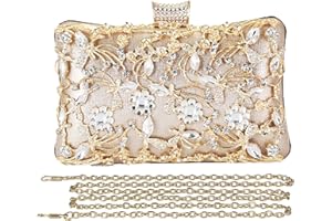 CORIOS Borsetta da Sera Donna Strass Clutch Elegante Pochette Piccolo con Catena Borsa a Mano Borsa a Tracolla Borsa a Spalla per Cocktail Festa Ballo Cerimonia Oro