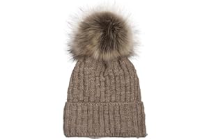 styleBREAKER Cuffia con Pompon Lavorato a Maglia Unisex con Fodera in Pile e Motivo Intrecciato, Berretto con Pompon in Pelliccia Sintetica Invernale, Made in Polen 04024171