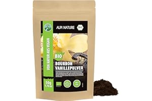 Alpi Nature Vaniglia Bourbon BIO in Polvere 50g, Bacche di Vaniglia Bourbon del Madagascar Macinate di Grado A