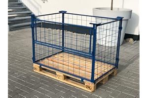 Systafex® Palettenaufsatzrahmen Gitter-aufsatzrahmen Gitterboxpalette Gitterbox 1200x800x800mm Nutzhöhe 800mm Blau faltbar für Euro-Paletten