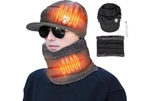 Achort Heated Beanie Scarf Sets USB Winter Visor Hat and Scarf Set Stylish Warm Winter Knitted Heated Fleece Cap Christmas Birthday Gift for Men Women Unisex Outdoor Running Skiing Hiking (Grey)
