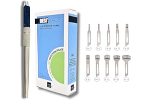 GENERICO Lame Sgorbia Best Blade + Manico Porta Lama in Alluminio con chiusura a vite – Start Kit Pedicure Professionale – 20 Lame Assortite 2x(misura 1,2,3,4,5,6,8,10,12,15)