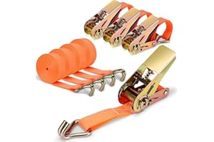 Pavlleen 4er Set Spanngurte mit Ratsche Zurrgurt, 4x1000KG Ratschengurte Zurrgurte, 2.5 cm x 4 m mit Ratsche und Haken, Belastbar bis 1000 KG, Enorm Robuste Zurrgurte Geeignet für Feste Ladung