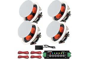 STUDIOFINIX Altoparlante Bluetooth da 6,5 pollici, 600 Watt, adatto per interni, cucina, teatro, camera da letto, ufficio, terrazza coperta (4 altoparlanti)