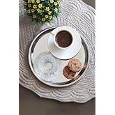 KHAKMA &Ccedil;elik Servis Sunum Tepsisi Kahve Tepsisi 6 Adet 6'lı Set Tepsi SUNUM&Ccedil;ELİK-6