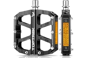 toptrek Fahrradpedale mit StVZO Zugelassen Reflektoren, CNC Aluminium Pedale Fahrrad MTB Pedale rutschfest mit 3 Abgedichtete Lager für Mountainbike, BMX, E-Bike, Rennrad