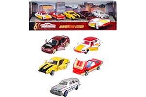 Majorette - Set regalo 60 anni (5 modelli di auto) - 5 auto giocattolo premium in metallo con 2 modelli esclusivi di auto, 7,5 cm, per bambini dai 3 anni in su