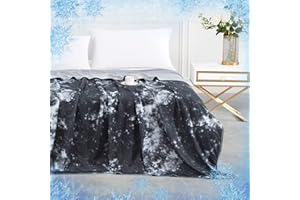 Elegear Tie Dye Cooling Blanket for Night Sweats, Q-Max>0.5 Arc-Chill Summer Cool Fiber Throw for Bed Sofa Travel Adult Kids Hot Sleeper, Comfort, Lightweight, Twin/Double Bed, 150x200cm, Black