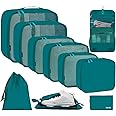 BAGAIL 10 Set Packing Cubes Various Sizes Packing Organizer for Travel Accessories Luggage Carry On Suitcase, Teal, 10 Set, Full Mesh