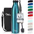 Milu Borraccia Termica Acciaio Inox – 500ml, 750ml, 1000ml - Bottiglia Acqua Termos Senza BPA, Isolato Sottovuoto, Doppia Par