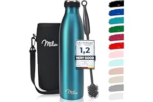 Milu z nierdzewnej stali Butelka do picia 500ml, 750ml, 1000ml - termos, izolowana butelka na wodę, szczelna izolowana butelka o podwójnych ściankach, odporna na kwas węglowy - w zestawie szczotka do czyszczenia (Zielony, 1000 ml)