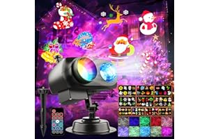 FOVENDI Christmas Projector Lights Outdoor Indoor 10 Slides Patterns & 10 Colors Ocean Wave 2-in-1 Holiday Projection Lamp Decoration for Xmas Party Patio Garden Halloween with Remote Control Waterproof