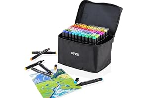 HIBISAWS 80 Kolorów Markerów, Kolorowe Rysowanie, Podwójna Końcówka, Szybkoschnące i Trwałe, Odpowiednie Dla Dzieci, Uczniów, Dorosłych, Artystów, Idealne Do Szkicowania, Rękodzieła, Łatwe Do Przenoszenia.