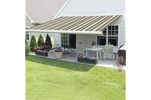 GREEN BAY Greenbay Full Cassette Electric Remote Controlled Retractable Garden Patio Canopy Awning 4x3M Multi-stripe