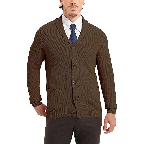 COOFANDY Men's Shawl Collar Cardigan Sweater Slim Fit Cable Knit