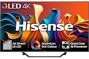 Hisense 50 Inch 4K QLED Smart TV 50A7NQTUK - Quantum Dot Colour, 4K AI Processor, Dolby Vision Atmos, Smooth Motion, Sports Mode, Vidaa OS with Freely, Youtube, Netflix and Disney+ (2024 Model)