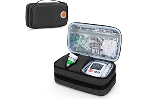 CURMIO Borsa Termica per Insulina, Borsa Viaggio Diabetici Doppio Strato, Astuccio Insulina con Sacchetti Staccabili per Penne Insulina e Forniture per Diabetici, Solo Borsa, Nero