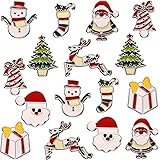Outus 16 Pieces Christmas Brooches Pins Novelty Cartoon Brooches for Clothing Bags Jackets Jewelry DIY Accessory