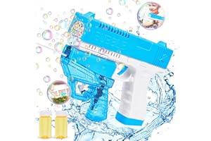 LEEWENYAN Pistola de burbujas automática, pistola de agua para adultos y niños, pistola de burbujas con solución de burbujas, pistola de burbujas 2 en 1, juguete al aire libre, regalo para niños,