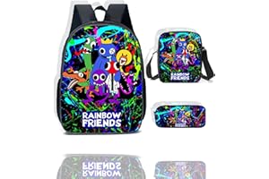 PHASZ Mochilas Escolares Roblox, Mochila de Amigos Arcoiris, Roblox Rainbow Friends Anime School Bag, Incluyendo mochila, Bolso de Hombro, Bolso de Iápiz, Conjunto de Tres Piezas