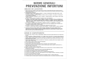 CARTELLO POLIONDA 50x67cm 'Norme generali prevenzione infortuni' CARTELLI SEGNALATORI