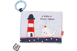 Fehn Ocean Club 078688 Album Photo en Tissu pour Découvrir, Explorer, Palper, Mémoriser les Visages et Apprendre les Noms de Manière Ludique - Pour Bébés et Tout-Petits dès 0 mois