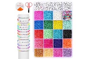 FunzBo 10000pcs+ Bracelet Making Kit, 3mm Glass Seed Beads for Jewelry Making Kit with Letter Friendship Bracelet Kit, Bracelet Beads Christmas Birthday Gifts for Kids Girls Age 6 7 8 9