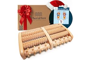 TheraFlow Wooden Foot Massager Roller - Acupressure Plantar Fasciitis Massager, Wellness & Walking Gifts for Women & Men, Foot Massagers for Pain and Circulation (Plus Reflexology Chart)
