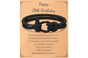 ViEinkaufen Boys Bracelet, 18th Birthday Gift for Boys, Black Wristband with Card