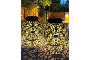 Lulizar 2 Pack Solar Lanterns Light, 2024 Newest Solar Lanterns for Garden with IP44 Water Resistant, Solar Lantern Outdoor Hanging Garden Solar Lights for Garden Outside Patio Table Balcony Courtyard