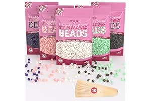 TRINIDa Wax Beads, Professional Hard Wax Beads 500g with 10 Applicators, For Full Body, Facial and Legs, Painless Gentle Wax Beads Hair Removal for Women and Men (5 packs of 100g, Multi-colour)