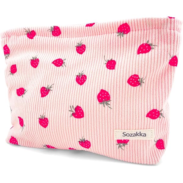 2-teilige Kosmetiktasche Mit Erdbeer-Print – Reißverschluss & Kordelzug, Größen 24x18 Cm & 14x16 Cm – Für Reisen & Alltag