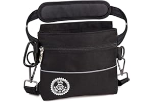 HUND IST KÖNIG Bolsa de premios para perros con bolsillo magnético para una mano, 2 bolsillos con cremallera, bolsillo interior extraíble, correas acolchadas para el hombro, mosquetón gratuito.
