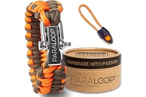 Paraloop® ORIGINAL | Bracelet Paracord pour Homme + Pendentif avec Sifflet | Tressé à la Main | Dans un Coffret Cadeau | Boucle en Acier Inoxydable | Bracelets pour Homme