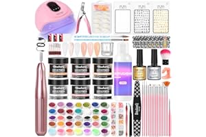 DouborQ Acrylic Nail Kit with Electric Nail Drill Nail Lamp,False Nail Tips Starter Set Acrylic Nail Art Supplies for Beginner with Everything (-2-P)