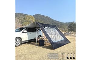 HIDEWALKER 2.9x4.8m Generic Campervan Awning Car Canopy with Screen Window Suitable for Cars Vans and Camper Vans Protects Against Sun and Rain Camping Tarp Shelter