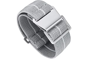 BINLUN Cinturino per Orologio in Nylon Elastico di Ricambio Militare Cinturino a Strappo Paracadute Marina Nazionale per Uomo Donna Fibbia Nero/Argento 18/20/22mm
