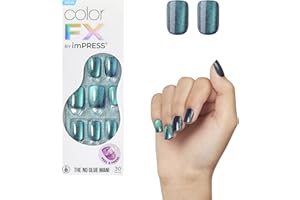 KISS colorFX by imPRESS Press On Nails - Better Things, No Glue Needed, Dark Green, Short Squoval