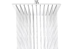 Elbe® Głowica prysznicowa ze stali nierdzewnej, deszczownica, 20x20 cm, z wypustkami zapobiegającymi osadzanie się kamienia