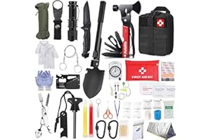 POKTLIFE Kit de Supervivencia,Equipo de Emergencia,Kit Supervivencia Apagon de Emergencia,Multifuncional Equipo de Botiquín Primeros Auxilios profecional,para Viajar Caminar Acampar al Aire Montaña
