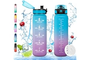 Vikaster Botella agua deporte, 1l Botella, sin BPA, Botella Agua con Filtro, Botellas agua reutilizable, para Niños, Deporte, Running, Gimnasio, Bicicleta