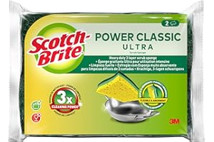 Scotch-Brite Estropajo Ultra Clásico, Pack de 2 Esponjas Multiusos – No Raya, para Ollas, Sartenes, Cristal y Utensilios de Cocina Antiadherentes