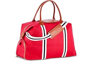 SAINT MONACO Saint Maniero Design Reisetasche Weekender Sporttasche Schultertasche Dufflebag atmungsaktiv Fitnesstasche Vintage Tasche Gross Reisegepäck Sportbag Freizeittasche Segeltuchtasche (Rot, L)