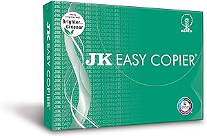 JK Easy Copier Paper | A4 Size | 70 GSM | 500 Sheets | White Paper, 1 Ream | For Laserjet & Inkjet Printer | Fast Drying | Bo