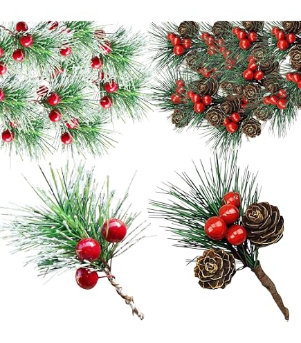 Lot 100 Mini Baies De Houx Artificielles 3 Feuilles | 3,5 Cm, Rouge & Vert Brillant Pour Noël, Couronnes, Décorations & Emballages Cadeaux