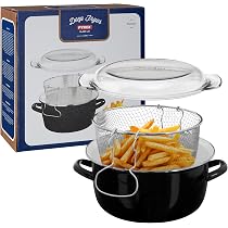 Friggitrice In Acciaio Inox Con Cestello – Grande Capacità, Beccuccio Antiperdita, Filtro Olio, Per Pancetta, Patatine, Pesce