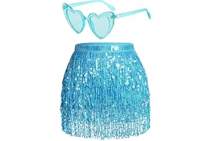 Damer paljetter kjol tofs glitterkjol höft paljetter rave kjolar glas set franskjol för dans klubb halloween kostym