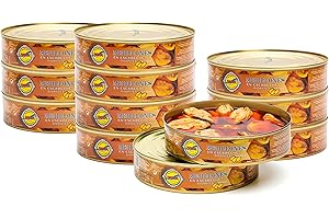 HOYA SANTOÑA Hoya Mejillones en Escabeche Gigantes - Pack 12 latas de 490g de 20-30 piezas (5880g/240-360 piezas). Conserva Gourmet con mejillones extra grandes.